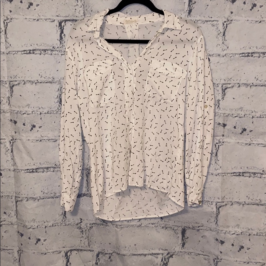 Key Patterned Button Up Blouse